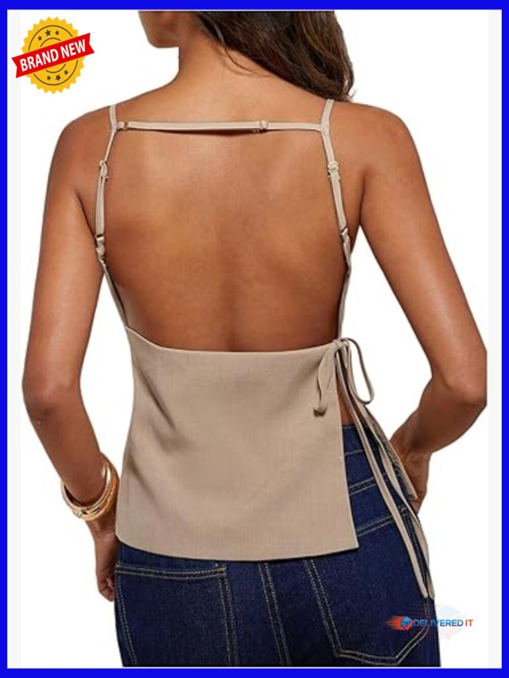 Backless Halter Top with Knot Detail Sleeveless Going Out Top